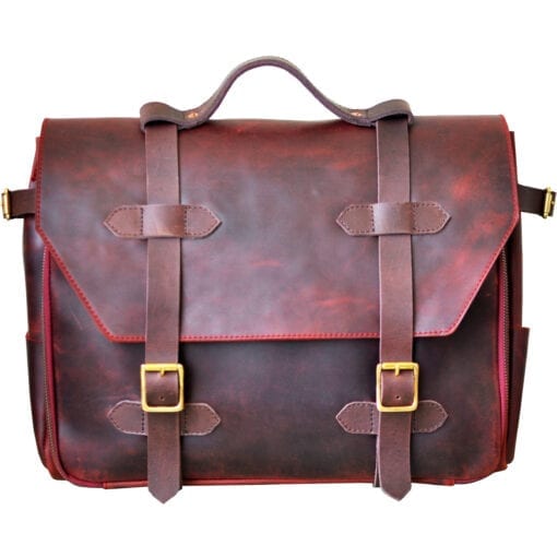 Leather messenger organizer bag