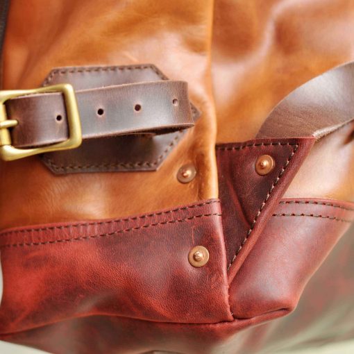 Bear Roll Top V1 – Leather Travel Backpack With Advanced Organizer (Tan) - Image 8