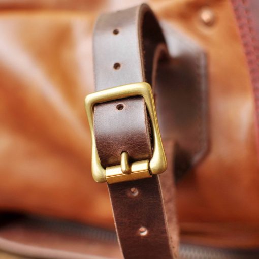 Bear Roll Top V1 – Leather Travel Backpack With Advanced Organizer (Tan) - Image 9