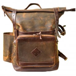 walklo Leather - leather roll top backpack