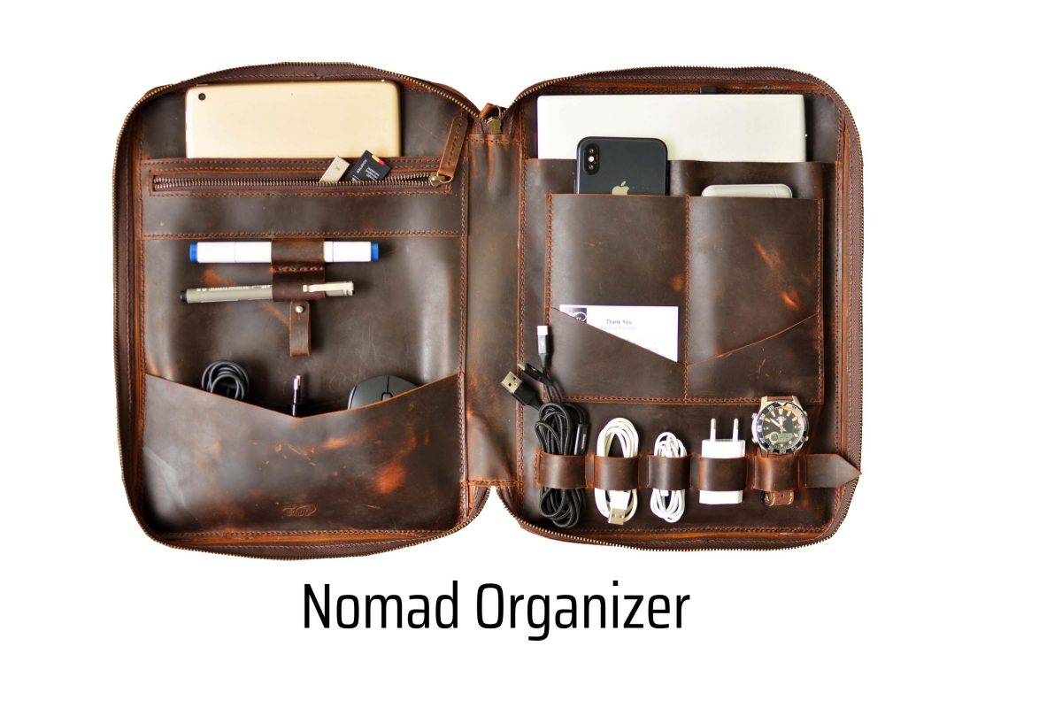walklo leather nomad orgnizer for macbook ipad