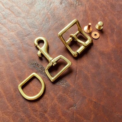 Solid brass hardware used on leather goods